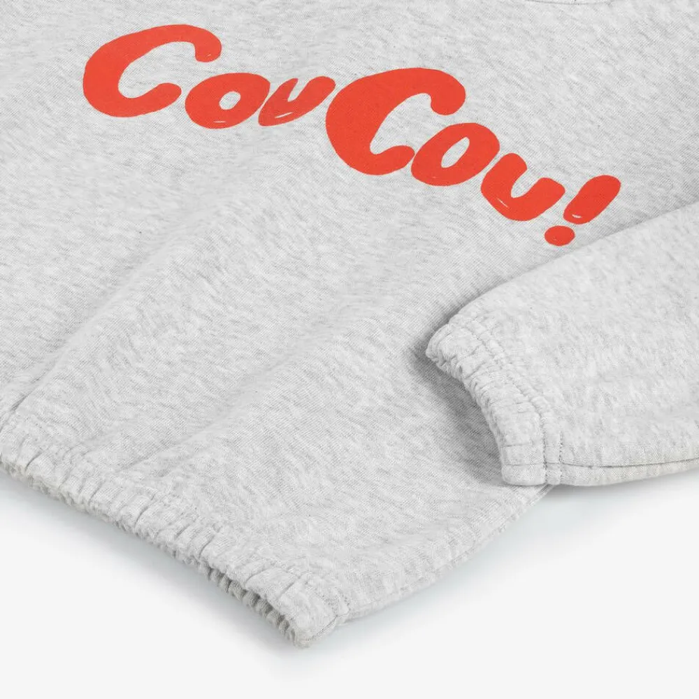 Mini Rodini Tops*Grey Organic Cotton CouCou Print Hoodie