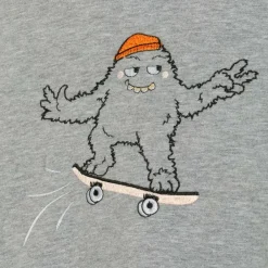 Wauw Capow Tops*Grey Organic Cotton Monster Sweatshirt