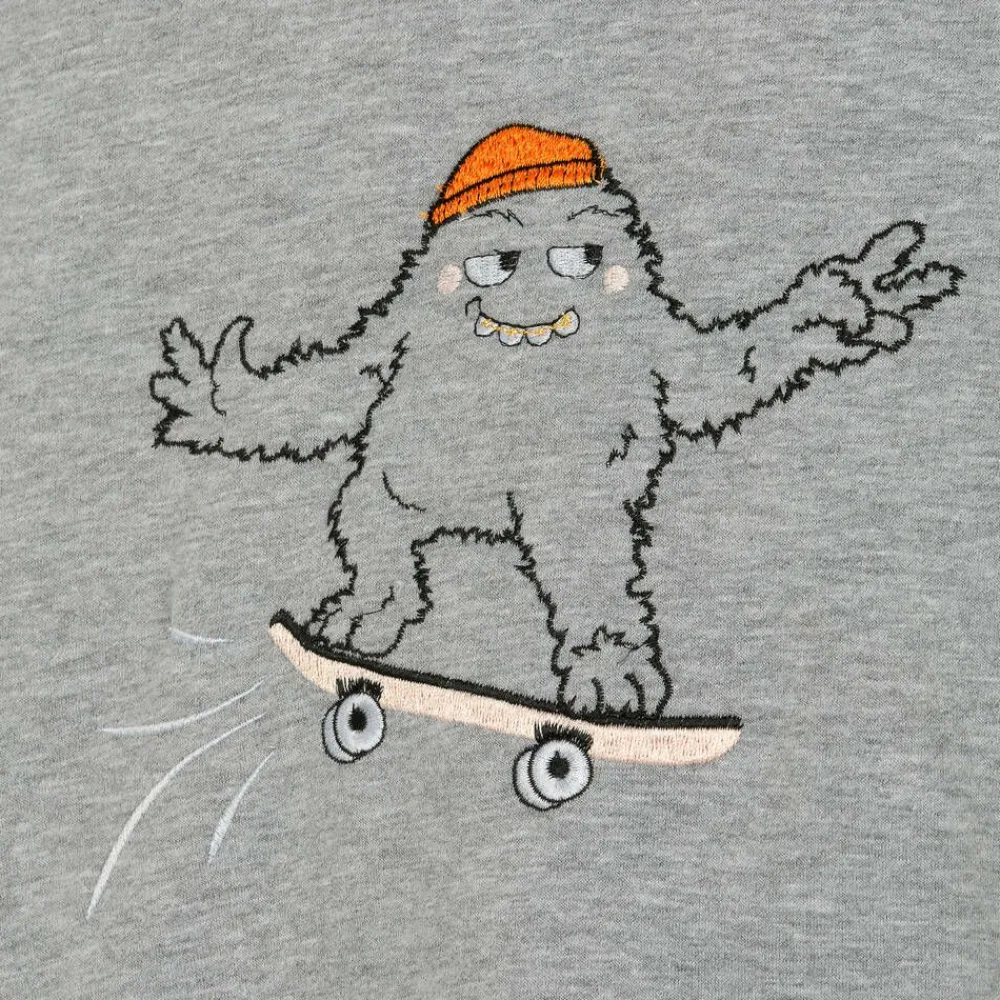 Wauw Capow Tops*Grey Organic Cotton Monster Sweatshirt