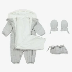 Mayoral Snowwear|Snowwear*Grey Padded Baby Snowsuit