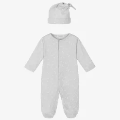 Kissy Kissy Gifts|Babysuits*Grey Pima Cotton Crescent Moonlight Babygrow Set