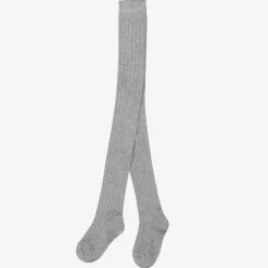 Falke Tights|Tights*Grey Ribbed Cotton Knit Tights