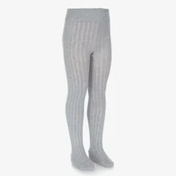 Falke Tights|Tights*Grey Ribbed Cotton Knit Tights