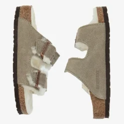 Birkenstock Sandals|Sandals*Grey Suede & Shearling Sandals