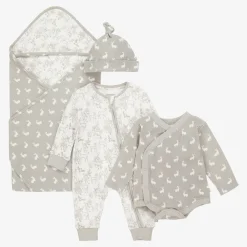 The Little Tailor Gifts|Babysuits*Grey Woodland Print Cotton Babysuit Set