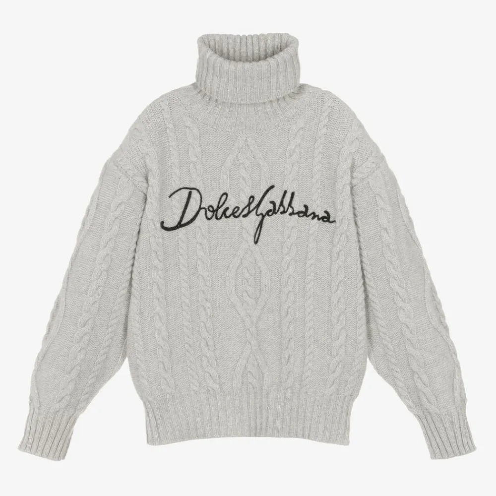 Dolce amp; Gabbana Tops*Grey Wool & Cashmere Roll Neck Sweater