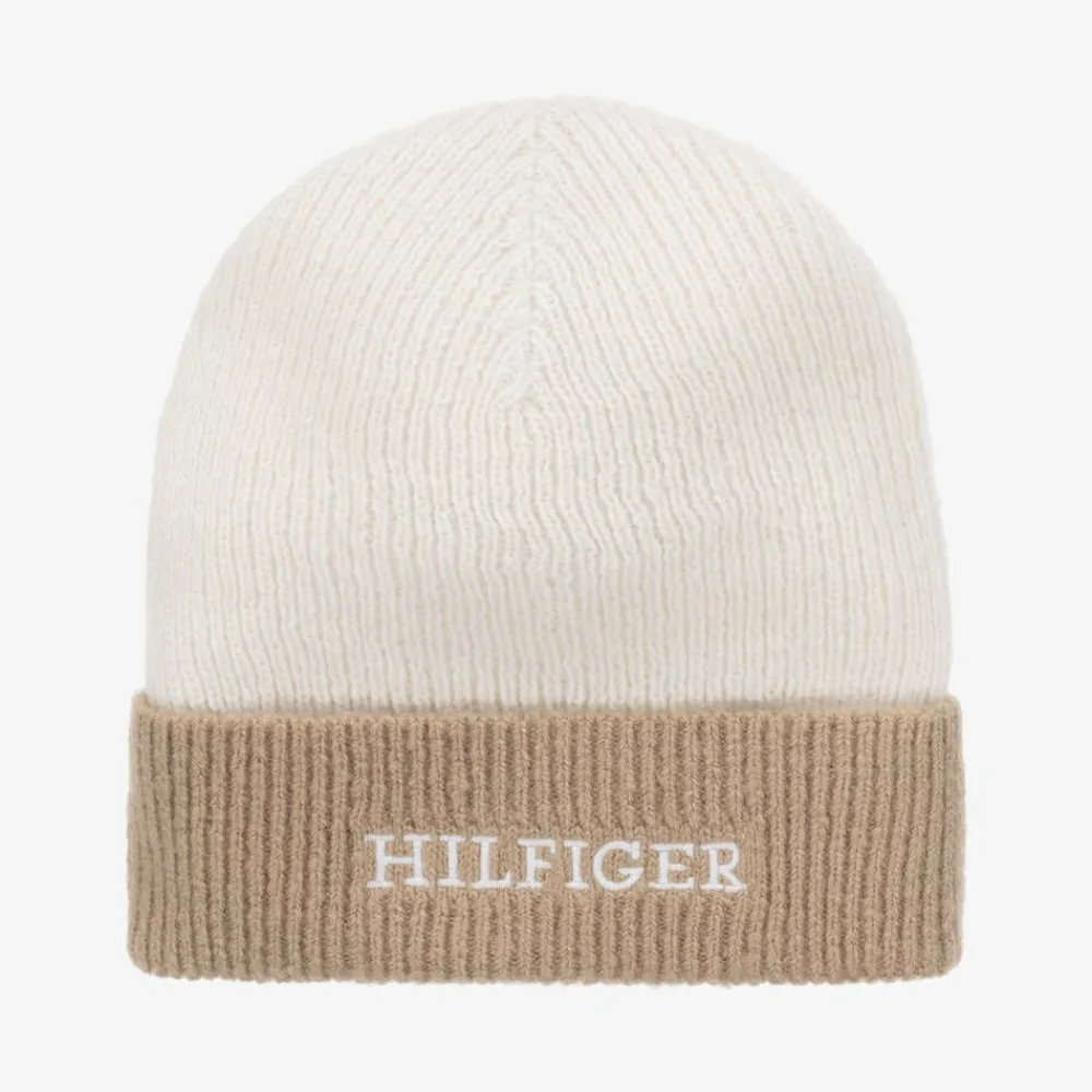 Tommy Hilfiger Hats|Hats*Ivory & Beige Knitted Beanie Hat