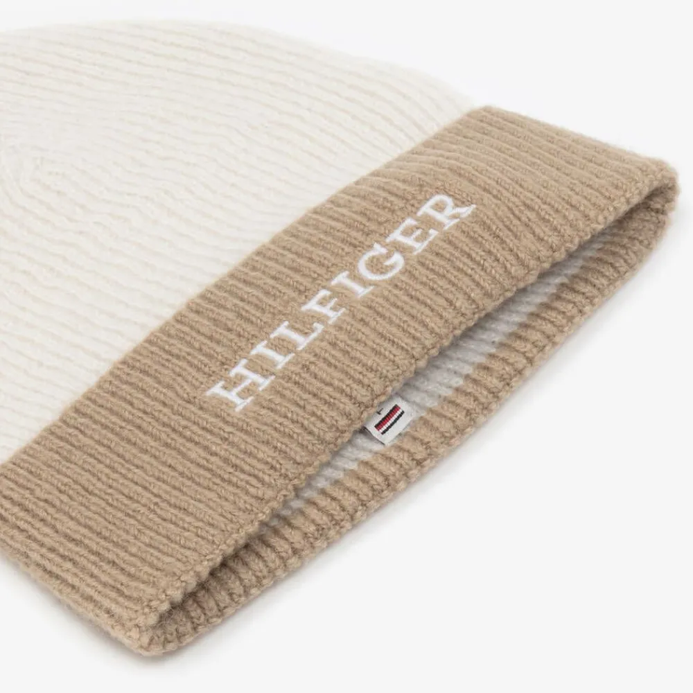 Tommy Hilfiger Hats|Hats*Ivory & Beige Knitted Beanie Hat