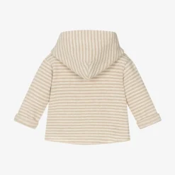 1 + in the family Tops*Ivory & Beige Stripe Cotton Baby Hoodie