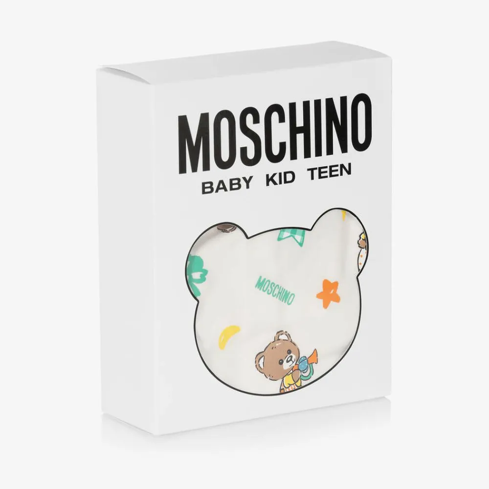 Moschino Baby Gifts|Babysuits*Ivory & Beige Teddy Bear Cotton Babygrows (2 Pack)