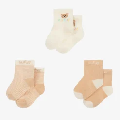 Guess Socks|Socks*Ivory & Beige Teddy Bear Socks (3 Pack)