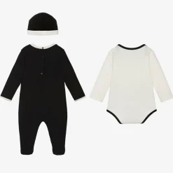 Balmain Babysuits*Ivory & Black Cotton Babysuit Gift Set