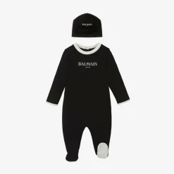 Balmain Babysuits*Ivory & Black Cotton Babysuit Gift Set