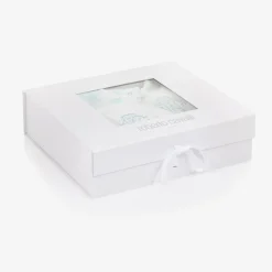 Roberto Cavalli Babysuits*Ivory & Blue Cotton Monogram Babysuit Set