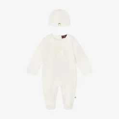 AIGNER Gifts|Babysuits*Ivory & Gold Cotton Babysuit Set