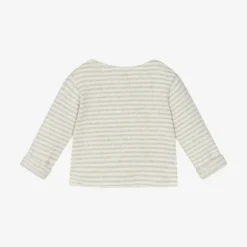 1 + in the family Tops*Ivory & Grey Stripe Cotton Baby Cardigan