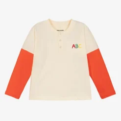 Mini Rodini Tops*Ivory & Orange Organic Cotton Top