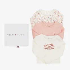 Tommy Hilfiger Babysuits*Ivory & Pink Cotton Baby Bodysuits (3 Pack)