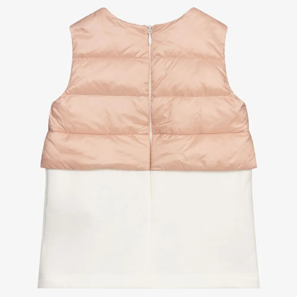 Moncler Enfant Dresses*Ivory & Pink Down Padded Dress