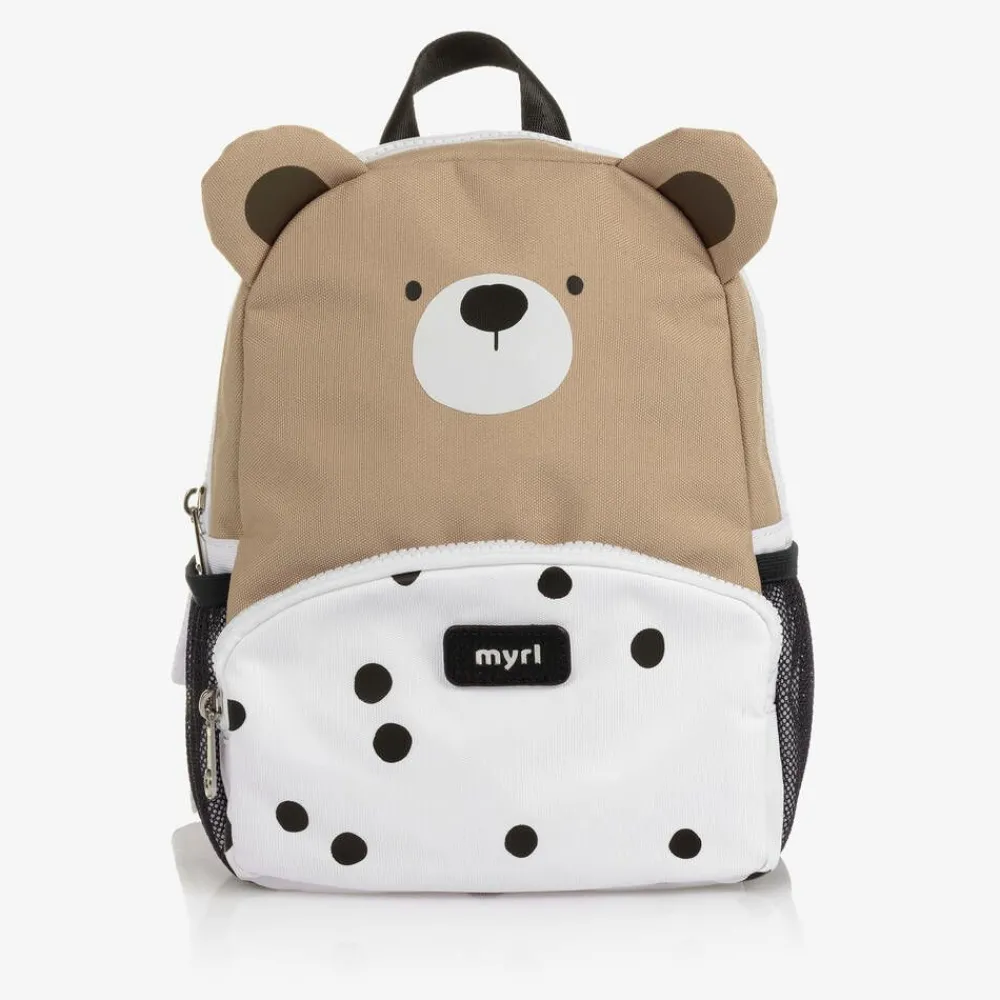 Mayoral Bags*Ivory & Beige Teddy Bear Backpack (26cm)