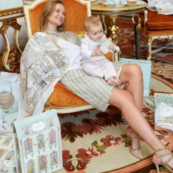 Atelier Choux Paris Gifts|Sleeping Accessories*Ivory & Blue Organic Cotton Swaddles (3 Pack)