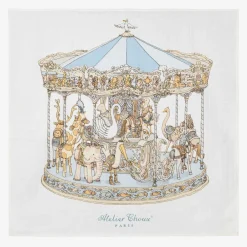 Atelier Choux Paris Gifts|Sleeping Accessories*Ivory & Blue Organic Cotton Swaddles (3 Pack)