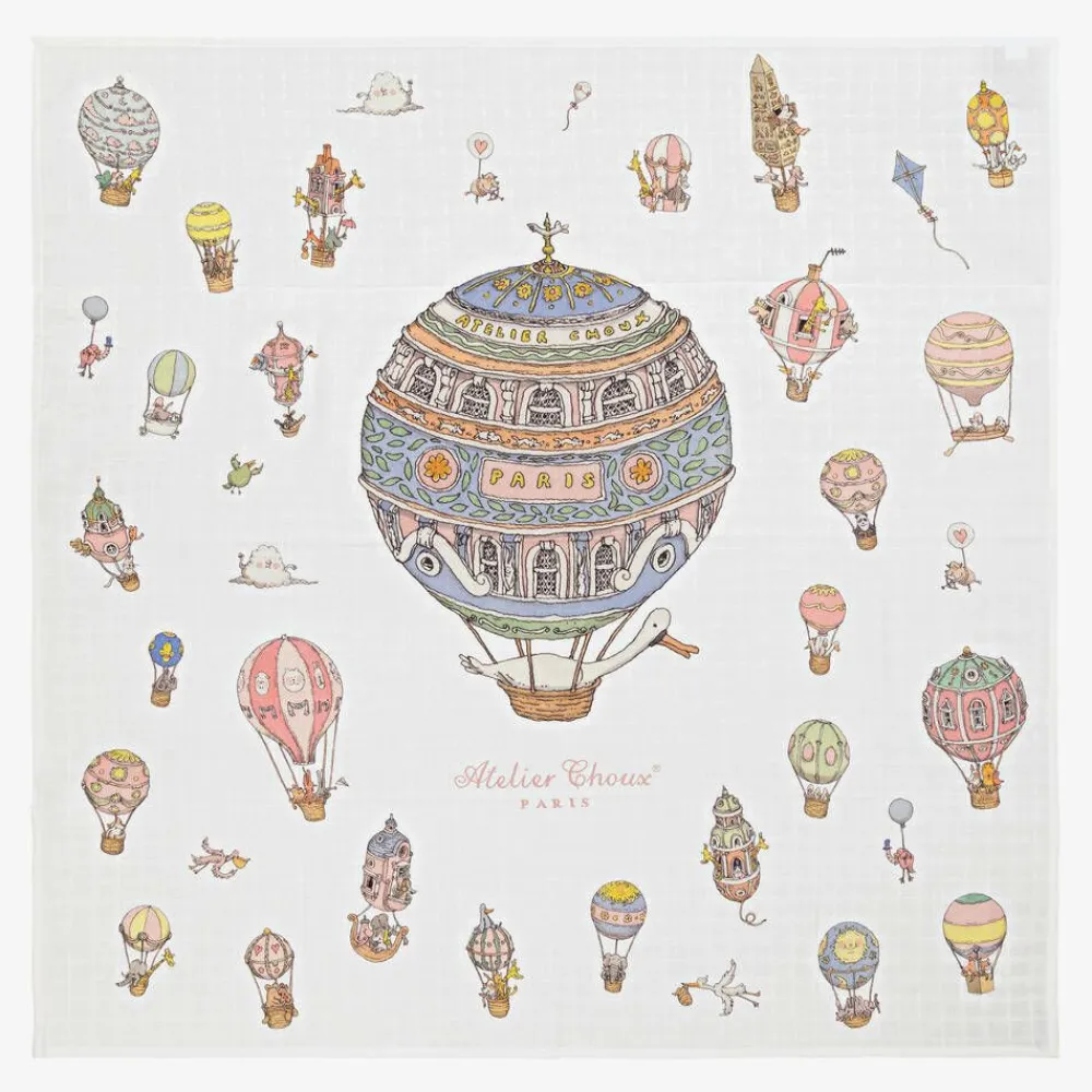 Atelier Choux Paris Gifts|Sleeping Accessories*Ivory & Blue Organic Cotton Swaddles (3 Pack)