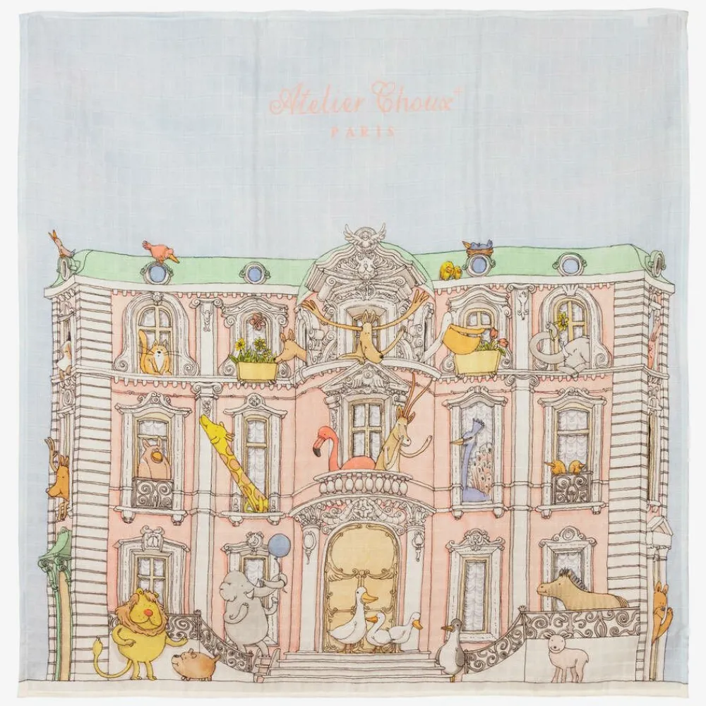 Atelier Choux Paris Gifts|Sleeping Accessories*Ivory & Blue Organic Cotton Swaddles (3 Pack)