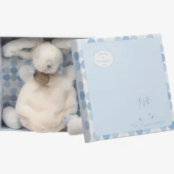 Doudou et Compagnie Sleeping Accessories*Ivory & Blue Plush Bunny Doudou (26cm)