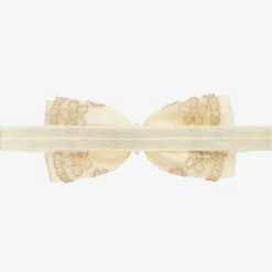 Cute Cute Hair Accessories*Ivory & Gold Lace Bow Headband