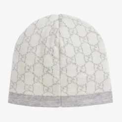 Gucci Hats*Ivory & Grey Wool GG Baby Hat