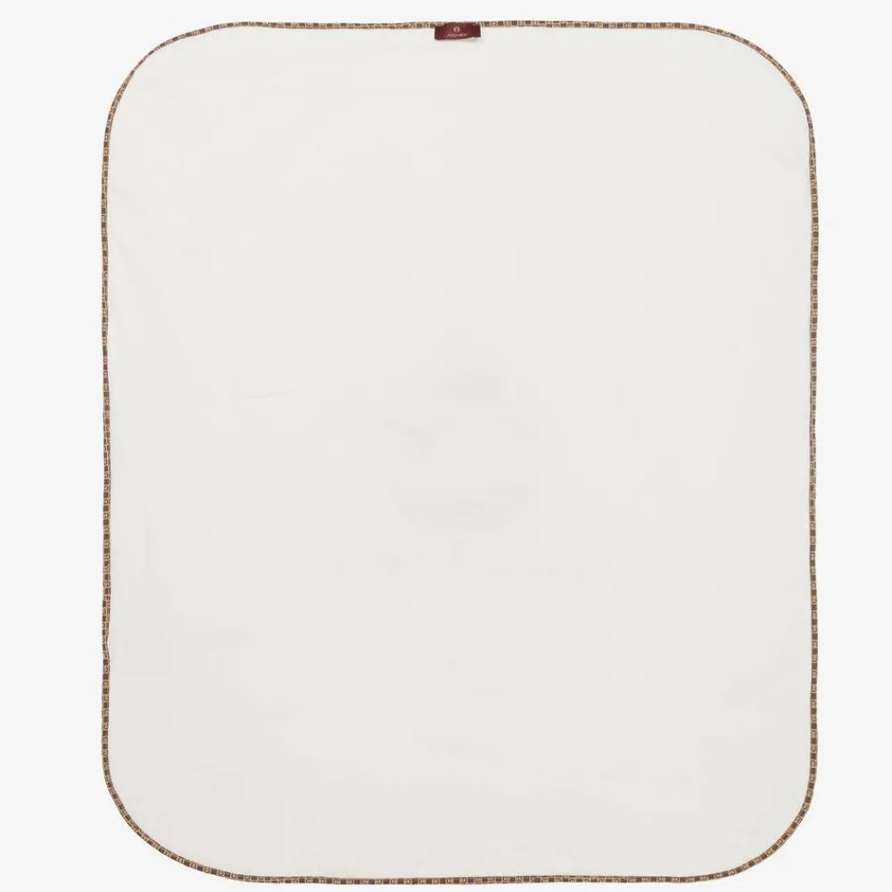 AIGNER Gifts*Ivory Bear Logo Pima Cotton Baby Blanket (90cm)