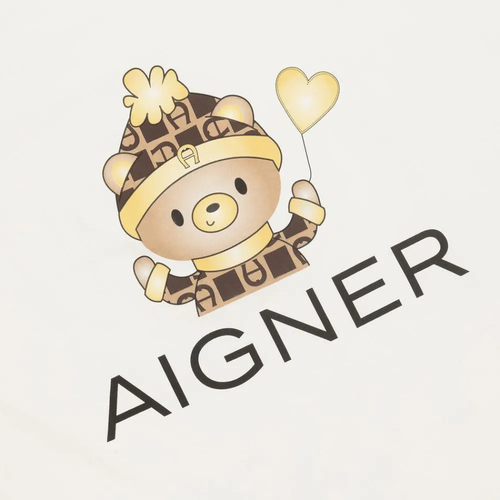AIGNER Gifts*Ivory Bear Logo Pima Cotton Baby Blanket (90cm)