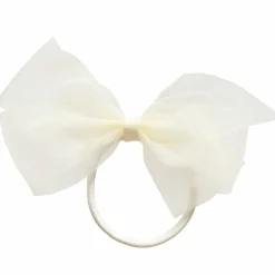 Peach Ribbons Hair Accessories*Ivory Bow Hair Elastic (12cm)