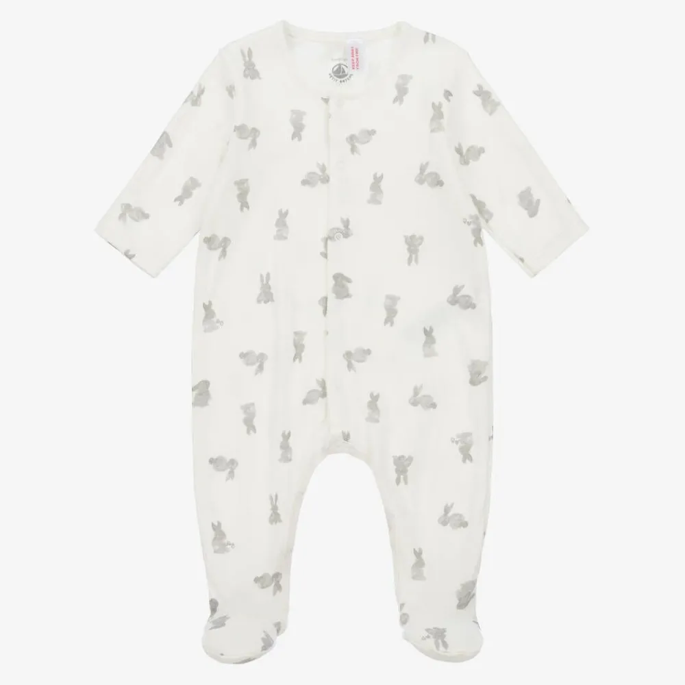 Petit Bateau Babysuits*Ivory Bunny Organic Cotton Babygrow