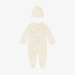 Versace Gifts|Babysuits*Ivory Cotton Babysuit & Hat Set white