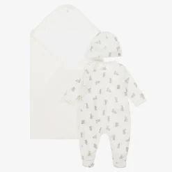 Petit Bateau Babysuits*Ivory Cotton Bunny Babygrow Set