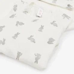 Petit Bateau Babysuits*Ivory Cotton Bunny Babygrow Set