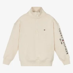 Tommy Hilfiger Tops*Ivory Cotton Half Zip Sweatshirt