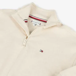 Tommy Hilfiger Tops*Ivory Cotton Half Zip Sweatshirt