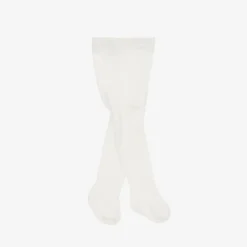 Mayoral Newborn Tights|Tights*Ivory Cotton Ribbed Baby Tights