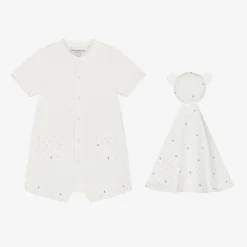 Emporio Armani Gifts|Babysuits*Ivory Cotton Shortie & Doudou Set