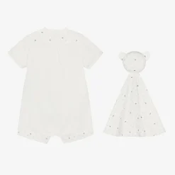 Emporio Armani Gifts|Babysuits*Ivory Cotton Shortie & Doudou Set