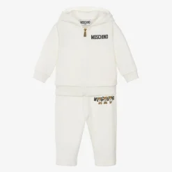 Moschino Baby Tracksuits|Tracksuits*Ivory Cotton Teddy Bear Logo Tracksuit