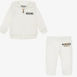 Moschino Baby Tracksuits|Tracksuits*Ivory Cotton Teddy Bear Logo Tracksuit