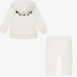 Moschino Baby Tracksuits|Tracksuits*Ivory Cotton Teddy Bear Logo Tracksuit