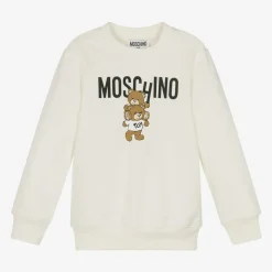 Moschino Kid-Teen Tops*Ivory Cotton Teddy Bear Sweatshirt