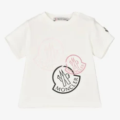 Moncler Enfant Tops*Ivory Cotton T-Shirt