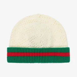 Gucci Hats*Ivory Cotton Web Baby Hat