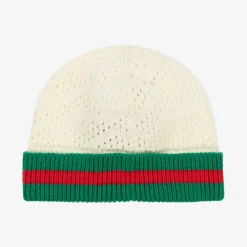Gucci Hats*Ivory Cotton Web Baby Hat
